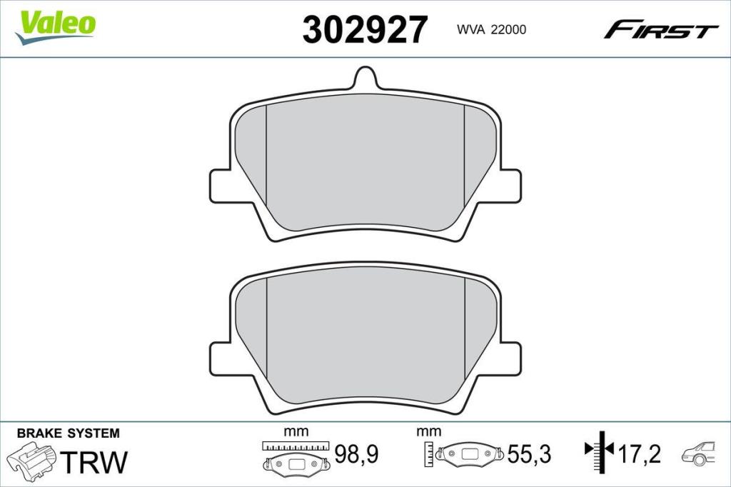 Jogo de 4 pastilhas de travão VALEO ref. 302927